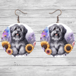 Tibetan Terrier in Flowers Round Earrings - Lifestyle