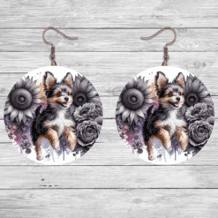 Toy Fox Terrier in Flowers Round Earrings - Lifestyle
