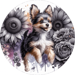 Toy Fox Terrier in Flowers Round Earrings - Render