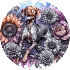 Vizsla in Flowers Round Earrings - Render