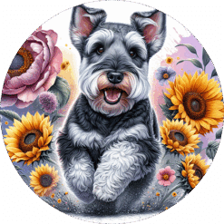 Welsh Terrier in Flowers Round Earrings - Render