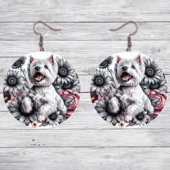 West Highland White Terrier in Flowers Round Earrings - Lifestyle