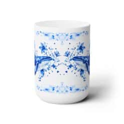 Whale Blue Floral 15oz Mug - Front