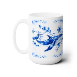Whale Blue Floral 15oz Mug - Left