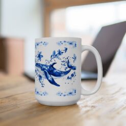 Whale Blue Floral 15oz Mug - Lifestyle