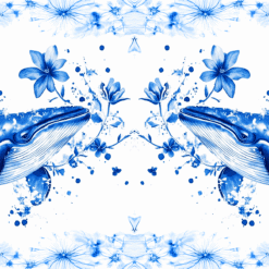 Whale Blue Floral 15oz Mug - Render