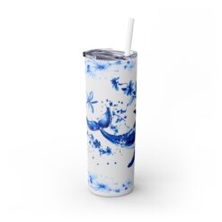 Whale Blue Floral 20oz Tumbler - Left