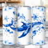 Whale Blue Floral 20oz Tumbler - Lifestyle