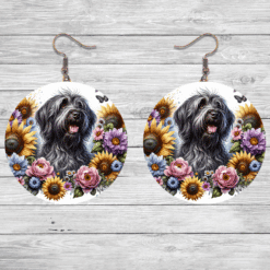 Wirehaired Pointing Griffon in Flowers Round Earrings - Lifestyle