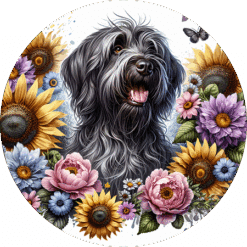 Wirehaired Pointing Griffon in Flowers Round Earrings - Render