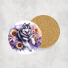 Alaskan Malamute in Flowers Ceramic Coaster - Lifestyle