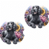American Water Spaniel in Flowers Ceramic Car Coaster Set - Front