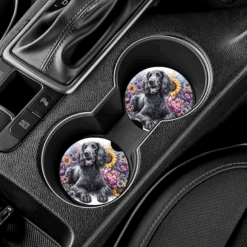 American Water Spaniel in Flowers Ceramic Car Coaster Set - Lifestyle