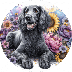 American Water Spaniel in Flowers Ceramic Coaster - Render
