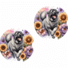 Anatolian Shepherd Dog in Flowers Ceramic Car Coaster Set - Front