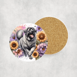 Anatolian Shepherd Dog in Flowers Ceramic Coaster - Lifestyle