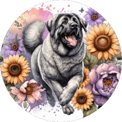 Anatolian Shepherd Dog in Flowers Ceramic Coaster - Render