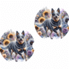 Australian Cattle Dog in Flowers Ceramic Car Coaster Set - Front