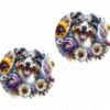 Australian Shepherd in Flowers Ceramic Car Coaster Set - Front