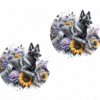 Belgian Malinois in Flowers Ceramic Car Coaster Set - Front