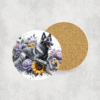 Belgian Malinois in Flowers Ceramic Coaster - Lifestyle