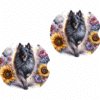 Belgian Tervuren in Flowers Ceramic Car Coaster Set - Front