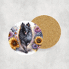 Belgian Tervuren in Flowers Ceramic Coaster - Lifestyle