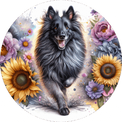 Belgian Tervuren in Flowers Ceramic Coaster - Render