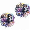 Bernese Mountain Dog in Flowers Ceramic Car Coaster Set - Front