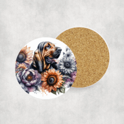 Bloodhound in Flowers Ceramic Coaster - Lifestyle