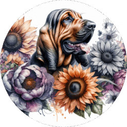 Bloodhound in Flowers Ceramic Coaster - Render