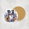 Border Collie in Flowers Ceramic Coaster - Lifestyle