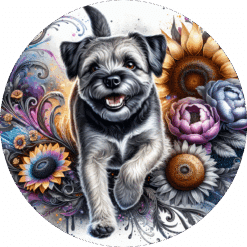 Border Terrier in Flowers Ceramic Coaster - Render