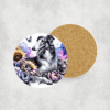 Borzoi in Flowers Ceramic Coaster - Lifestyle