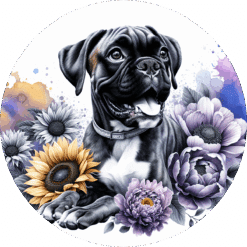 Boxer in Flowers Ceramic Coaster - Render