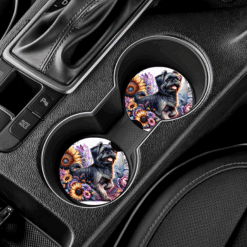 Brussels Griffon in Flowers Ceramic Car Coaster Set - Lifestyle