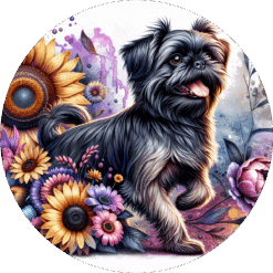 Brussels Griffon in Flowers Ceramic Coaster - Render