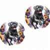 Bullmastiff in Flowers Ceramic Car Coaster Set - Front