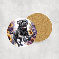 Bullmastiff in Flowers Ceramic Coaster - Lifestyle