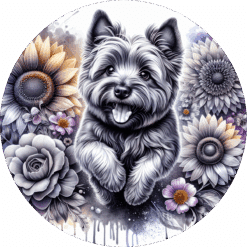 Cairn Terrier in Flowers Ceramic Coaster - Render