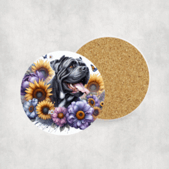 Cane Corso in Flowers Ceramic Coaster - Lifestyle