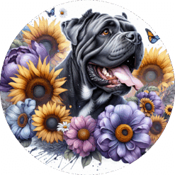 Cane Corso in Flowers Ceramic Coaster - Render