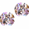 Cardigan Welsh Corgi in Flowers Ceramic Car Coaster Set - Front
