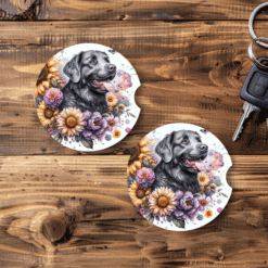 Chesapeake Bay Retriever in Flowers Ceramic Car Coaster Set - Main