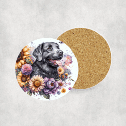 Chesapeake Bay Retriever in Flowers Ceramic Coaster - Lifestyle