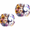Chihuahua in Flowers Ceramic Car Coaster Set Front