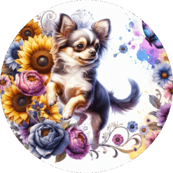 Chihuahua in Flowers Ceramic Coaster - Render