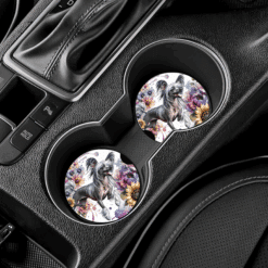Chinese Crested in Flowers Ceramic Car Coaster Set - Lifestyle