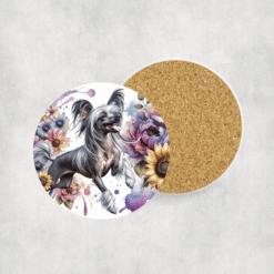 Chinese Crested in Flowers Ceramic Coaster - Lifestyle