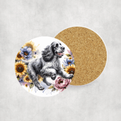 Clumber Spaniel in Flowers Ceramic Coaster - Lifestyle